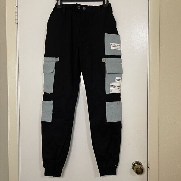 Maniere De Voir Pants - NWT Maniere de Voir black cargo utility pants multi pockets size XS UK 6